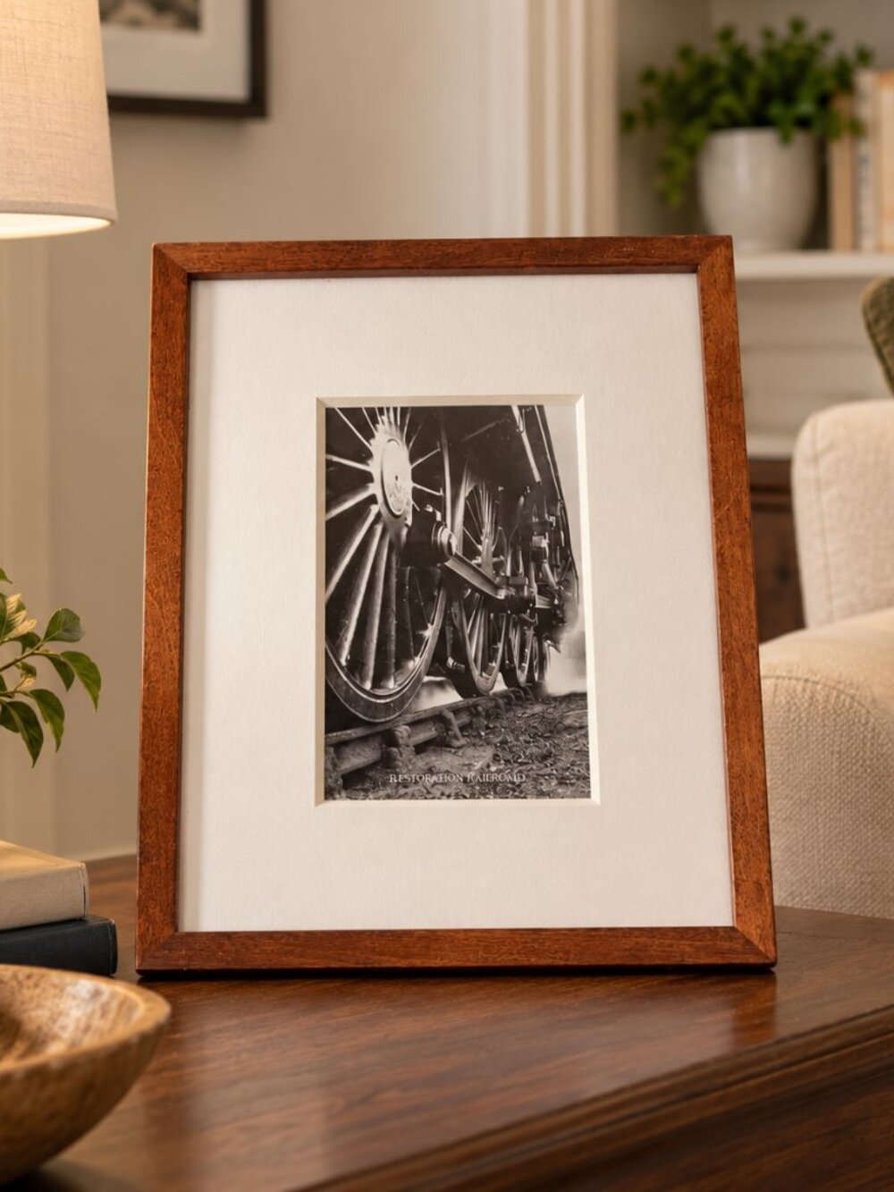 Restoration Hardware warm-toned wooden frame